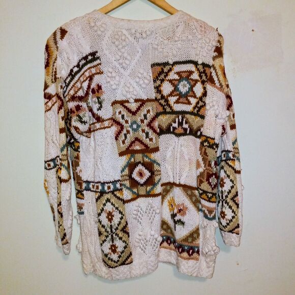VTG Tiara Chunky Knit Sweater-Large-Geometric-3D Embellishments-Shoulder Pads - Picture 4 of 9